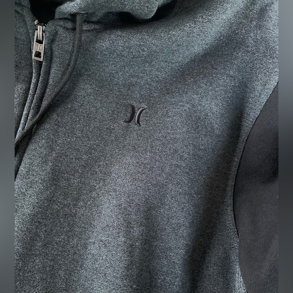 Mens Hurley Branstad Front Full Zip Hooded Jacket Black/Charcoal Size XL - Picture 3 of 8